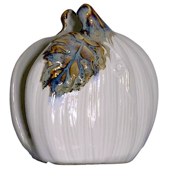 Napkin Holder Autumn White Pumpkin Hand Painted Ceramic Harvest Kitchen Accent - Picture 16 of 16